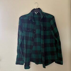 Green and Black Plaid Button-Up flannel Shirt men’s large